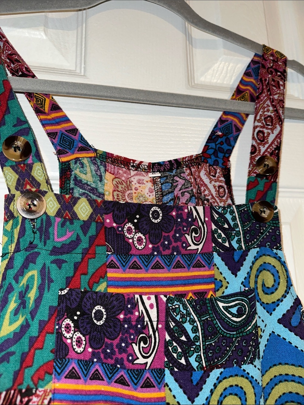Multicolor Patchwork Women's Overalls Jumpsuit - Picture 2 of 6